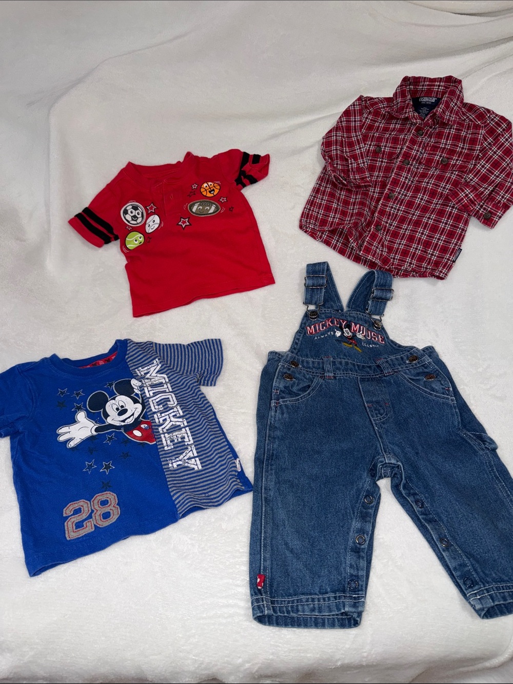 Disney Denim Overalls & Shirts Bundle-12months